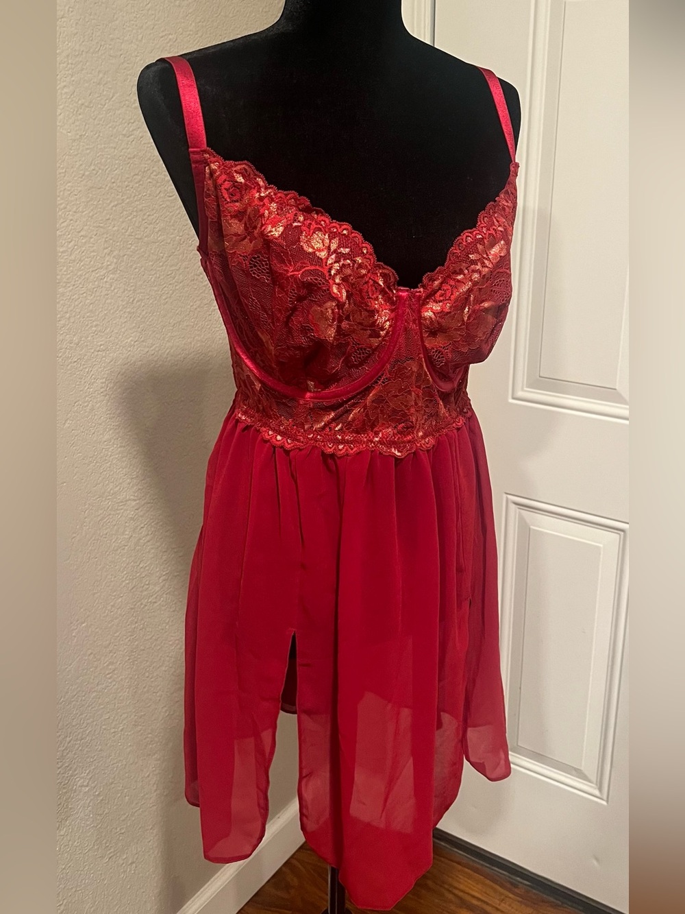 torrid Red Lace & Chiffon Babydoll Chemise